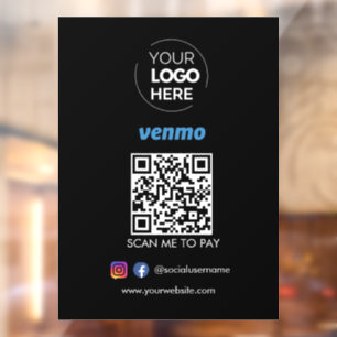 Venmo QR Code Zahlung   Scannen, um schwarz zu bez Fensteraufkleber