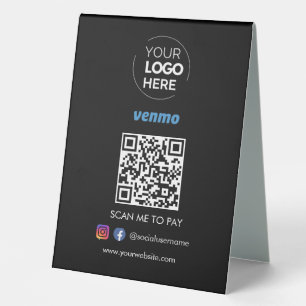 Venmo QR Code Zahlung Scannen, um schwarz zu bez Tischaufsteller