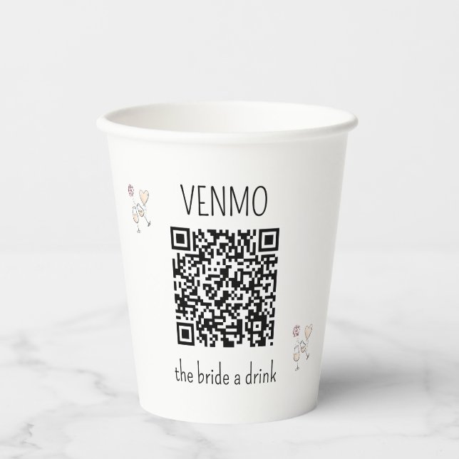 VENMO the Bridge a Drink QR Code Junggeselinnen-Ab Pappbecher (Vorderseite)