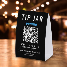 Venmo Tip Jar QR Black Business Tischaufsteller