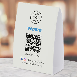 Venmo-Zahlungstisch-Schild QR-Code-Scan zum Beza Tischaufsteller