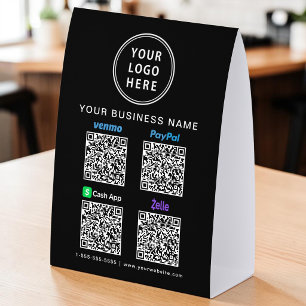 Venmo Zelle PayPal CashApp QR-Codes Firmenlogo Tischaufsteller