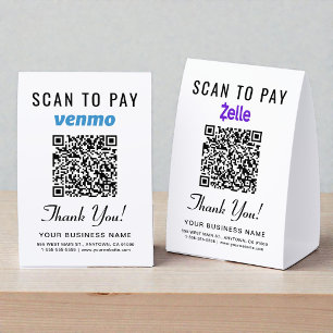 Venmo Zelle QR-Code-Scan zum Bezahlen Tischaufsteller