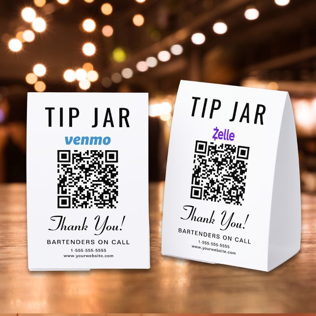 Venmo Zelle Tip Jar QR Business Tischaufsteller (Von Creator hochgeladen)