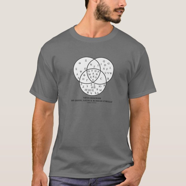 Venn-Diagramm für Griechisch, Lateinisch T-Shirt (Vorderseite)