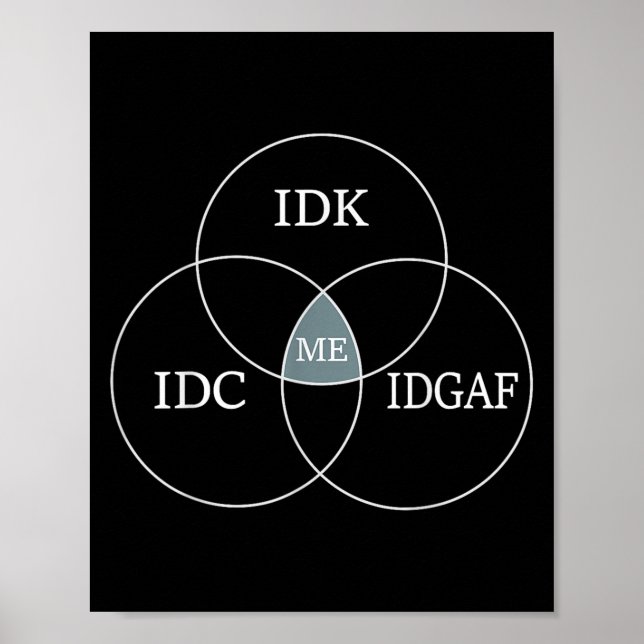 Venn Diagramm Idgaf Funny Meme Science Scifi IDC I Poster (Vorne)