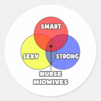 Venn Diagramm .. Nurse Midwives Runder Aufkleber