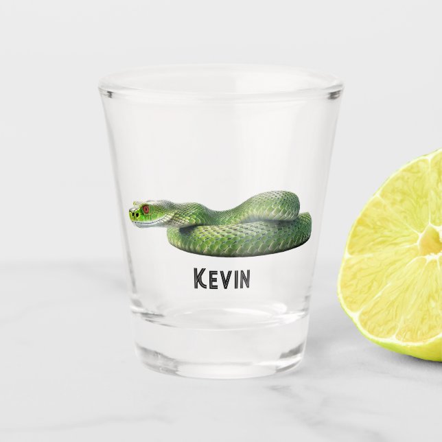 Venomous grüne Schlange mit deinem Namen Schnapsglas (Vorderseite)