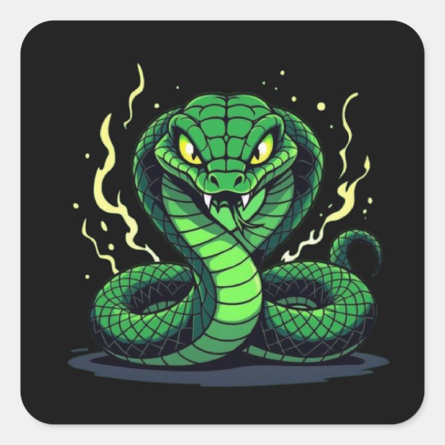 Venomous Snake – Danger and Precision Quadratischer Aufkleber (Vorderseite)