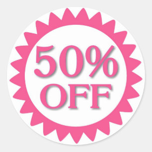 Vente 50 pour cent outre des autocollants roses de