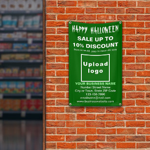 Vente commerciale d'Halloween sur bannière verte