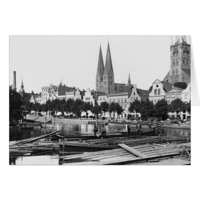 Vente de bois sur la rivière Trave, Lubeck, c.1910 (Devant horizontal)