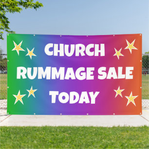 Vente de charité de l'église ! Bannière arc-en-cie