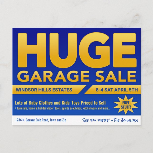 Vente de garage géante - Carte postale (Devant)