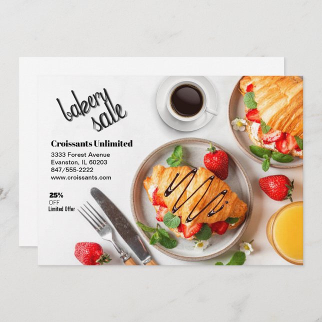 vente de gâteaux croissants invitation flyer (Devant / Derrière)
