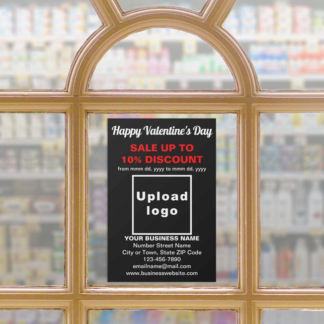 Vente de la Saint-Valentin sur Autocollant pour Fe (Business Valentine sale on black window cling. Signage to attract more customers.)