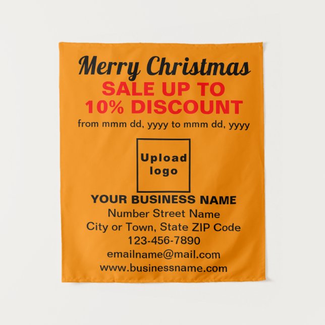 Vente de Noël d'affaires sur la tapisserie orange (Devant)