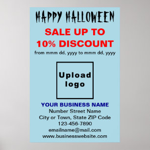 Vente d'Halloween d'affaires sur affiche bleu clai