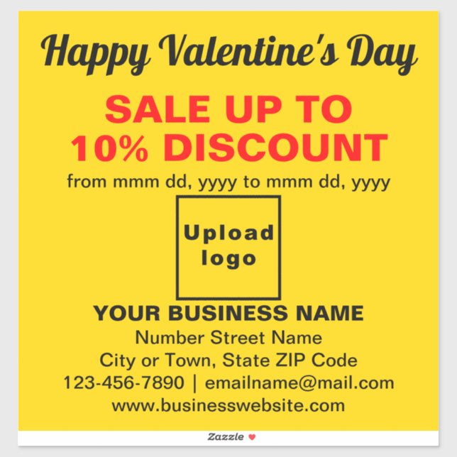 Vente Valentine d'affaires sur Sticker Vinyl Jaune (Feuille)