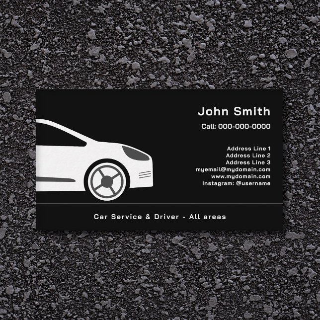 Ventes automatiques ou conducteur de voiture Carte (Auto Sales or Car Driver Black Business Card)