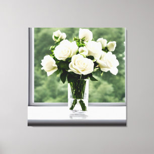 Ventilateur en verre Roses blanches par toile de f
