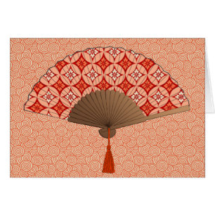 Ventilateur Japonais, Shippo Motif, Mandarin Orang