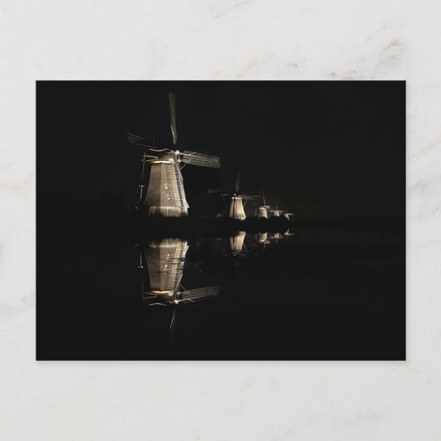 Ventilateurs lumineux en Kinderdijk carte postale (Devant)