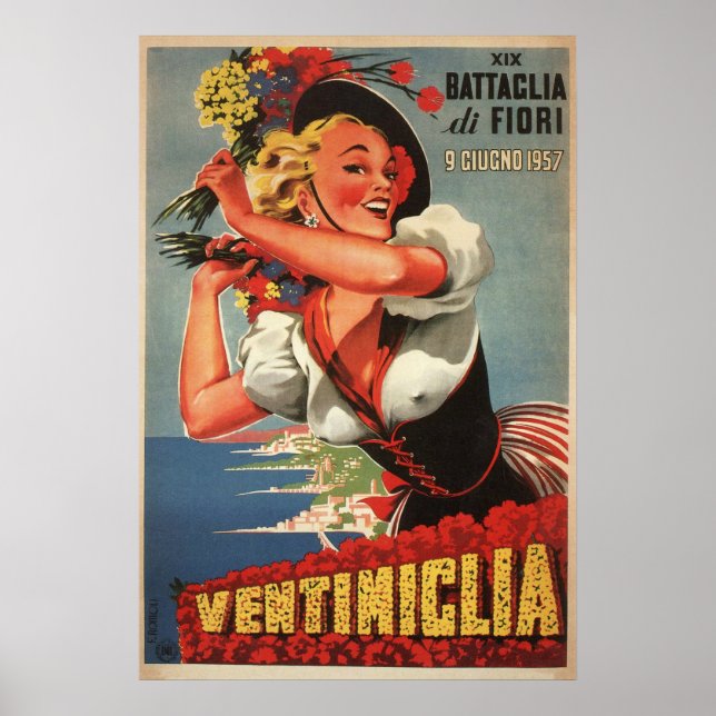 Ventimiglia, Italie Poster Vintage voyage (Devant)