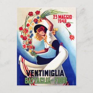 Ventimiglia, Maggio, Italien, Girl on Blume Kampf Postkarte