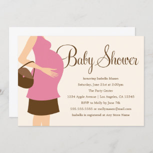 Ventre enceinte - rose  Invitation Baby shower