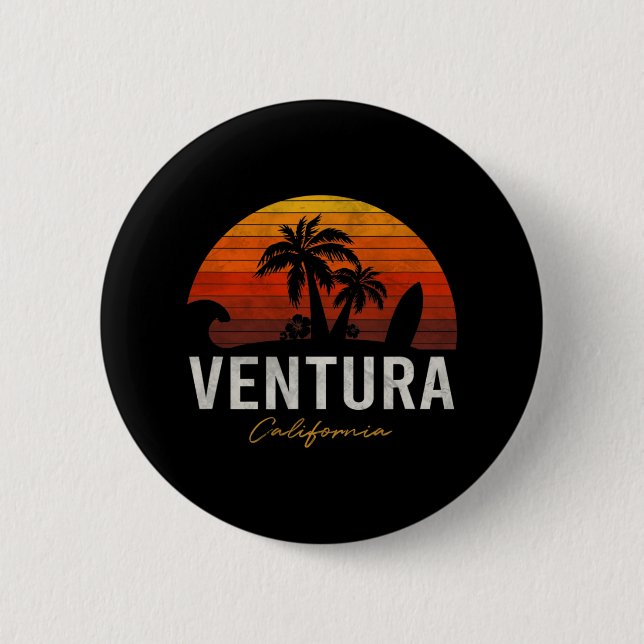 Ventura Beach California Palms Vacation Surf Button (Vorderseite)