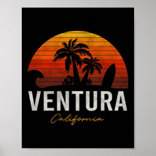 Ventura Beach California Palms Vacation Surf Poster