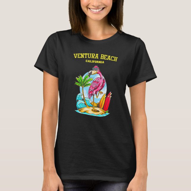 Ventura Beach Flamingo Ocean Wave Surf Premium T-Shirt (Vorderseite)