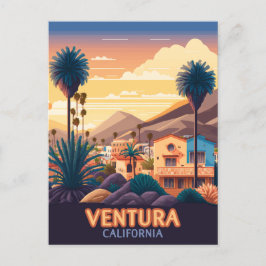 Ventura Sunset Mountains Süd California Retro Postkarte
