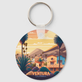 Ventura Sunset Mountains Süd California Retro Schlüsselanhänger