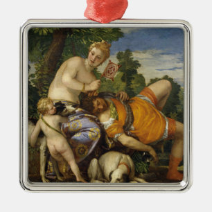 Venus and Adonis (by Paolo Veronese) Ornament Aus Metall