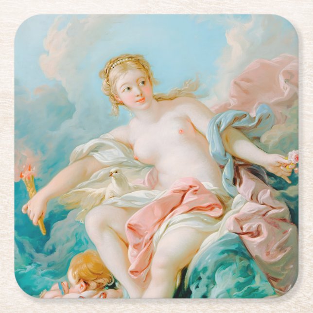 Venus auf den Waves von François Boucher Rechteckiger Pappuntersetzer (Vorderseite)