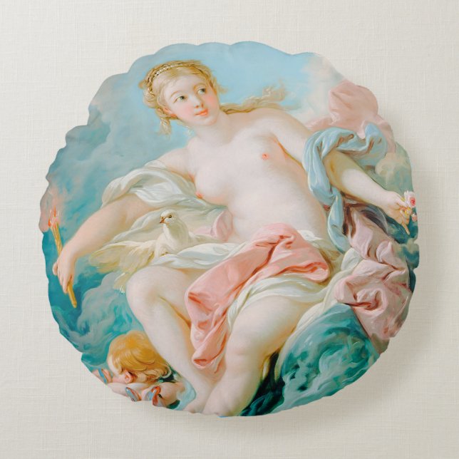 Venus auf den Waves von François Boucher Rundes Kissen (Vorderseite)