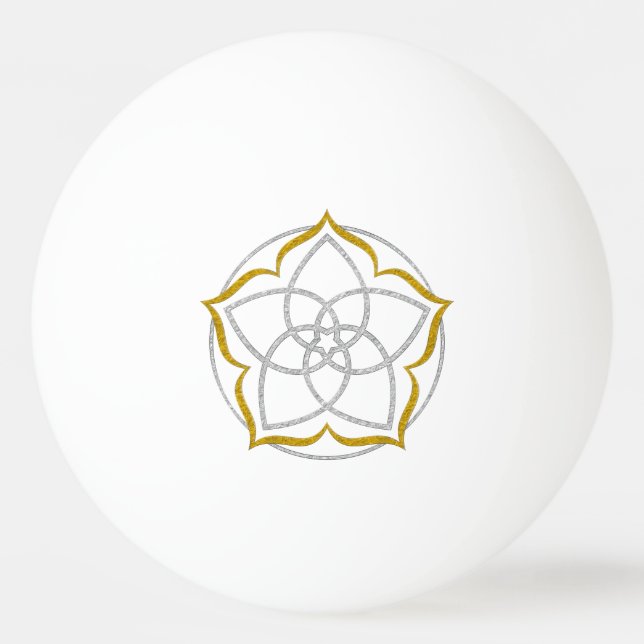 Venus-Blume der Liebe - Lotus-Silbergold Tischtennisball (Rückseite)