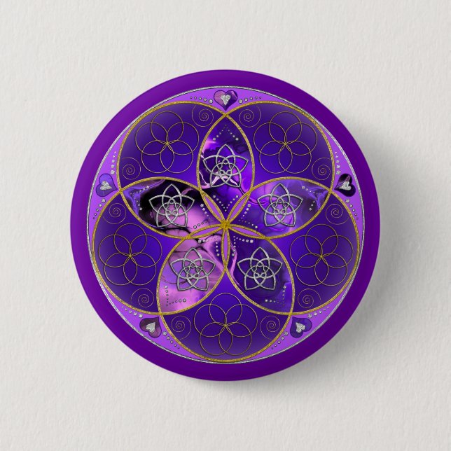 Venus Blume der Liebe schöne Künste violett rosa Button (Vorderseite)