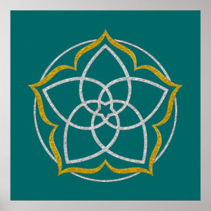 VENUS BLUME / Venusblume Lotus SILVER GOLD Poster