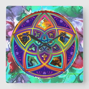 Venus Flower of Love fineART Flower Power / Quadra Quadratische Wanduhr