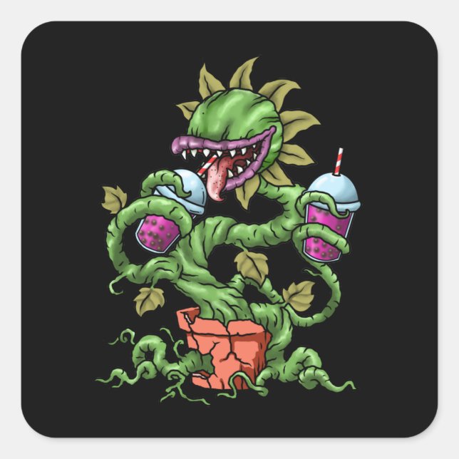 Venus Fly Fly Bubble Tee Geschenk Karnevorische Pf Quadratischer Aufkleber (Vorderseite)