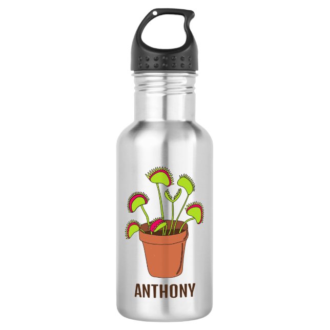 Venus Fly Trap Pflanze Illustration Personalisiert Edelstahlflasche (Vorderseite)