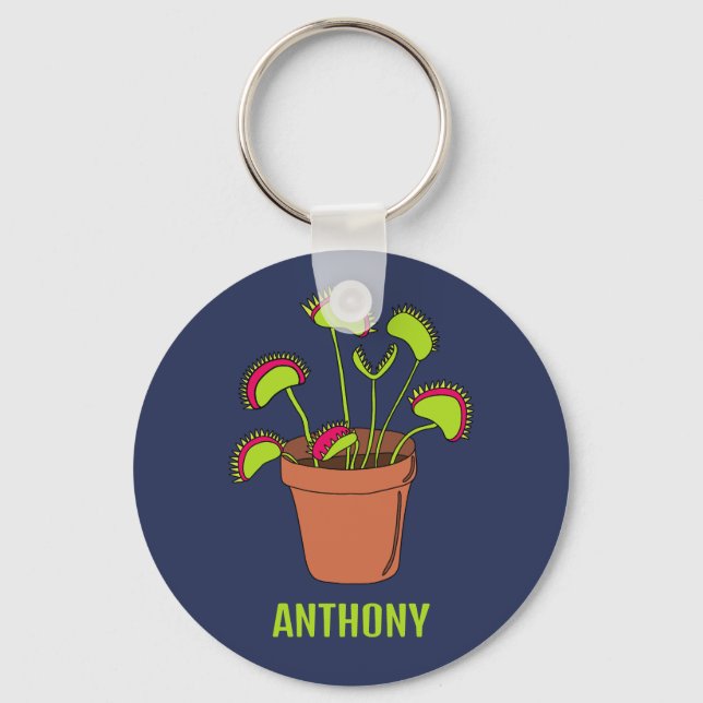 Venus Fly Trap Pflanze Illustration Personalisiert Schlüsselanhänger (Vorderseite)