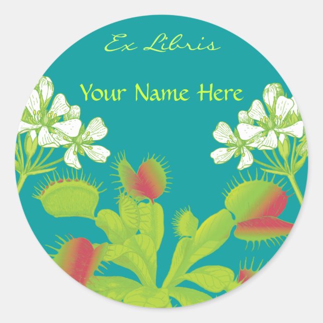 Venus Flytrap Book Label Runder Aufkleber (Vorderseite)