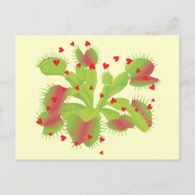 Venus Flytrap mit Herz Postkarte (Vorderseite)