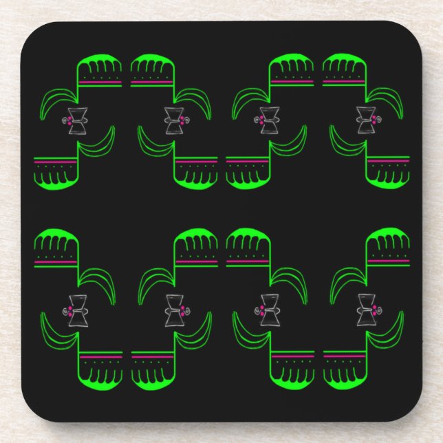 Venus Flytrap Muster Hard Plastic Untersetzer (Vorderseite)