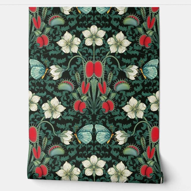 Venus Flytrap und Butterfly Tapete (Abrollen)