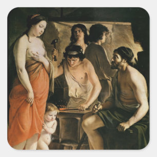 Venus in Vulcans Schmiede, 1641 Quadratischer Aufkleber